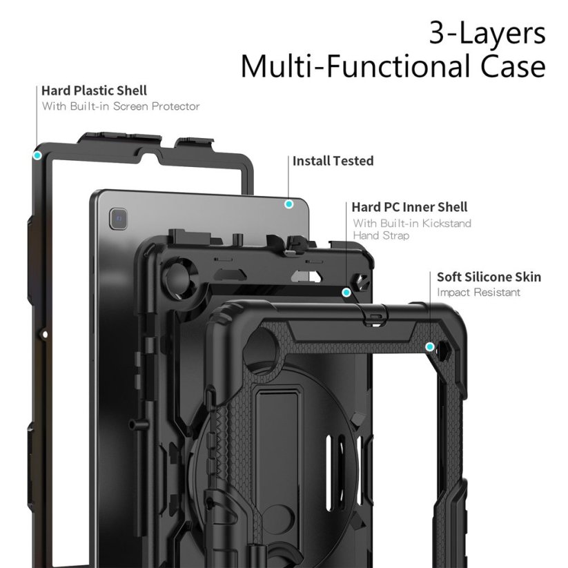JP Solid360 obal na tablet, Samsung Tab S6 Lite, černý
