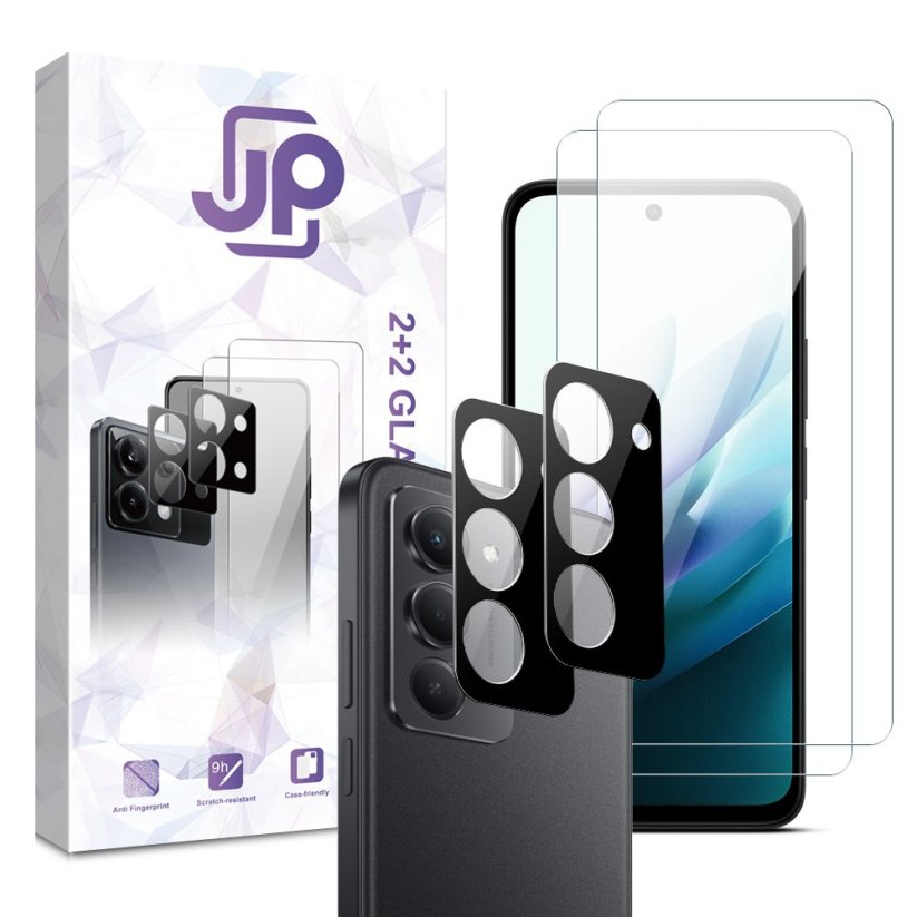 JP Combo pack, Sada 2 tvrzených skel a 2 sklíček na fotoaparát, Xiaomi Redmi 15