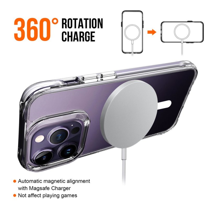JP MagFit MagSafe Case with 3M SGS Certification, iPhone 13 Pro Max / 14 Pro Max, Transparent