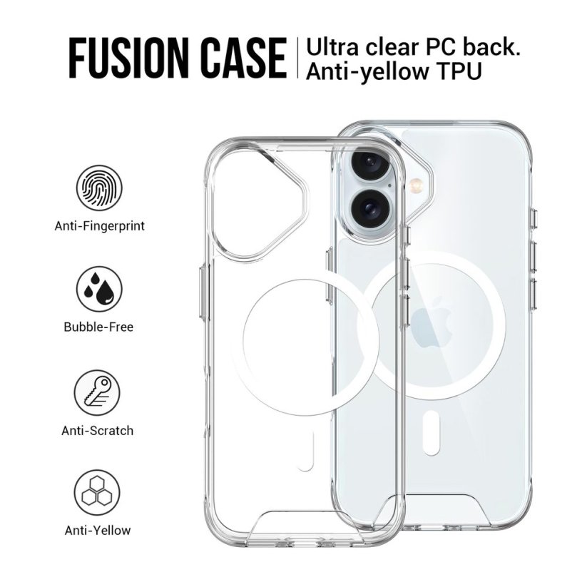 JP MagFit MagSafe Case with 1.2M SGS Certification, iPhone 16 Plus, Transparent