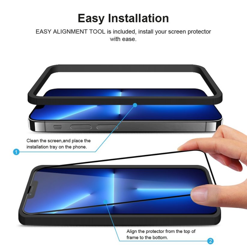 JP Full Pack Tempered glass, 2x 3D glass with applicator + 2x camera glass, iPhone 13 Pro Max
