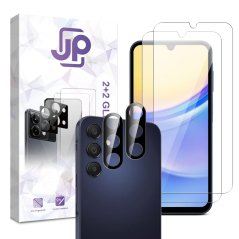 JP Combo Pack, Set of 2 Tempered Glass and 2 Camera Glass, Samsung Galaxy A15