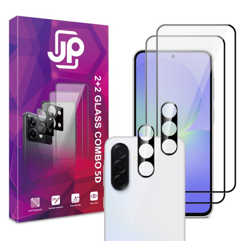 JP 5D Combo pack, Sada 2 5D tvrzených skel a 2 sklíček na fotoaparát, Samsung Galaxy A57