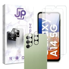 JP Combo Pack, Set of 2 Tempered Glass and 2 Camera Glass, Samsung Galaxy A14