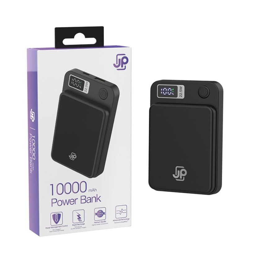 JP Power Bank with MagSafe Charging, 10000 mAh, 22.5W, Black