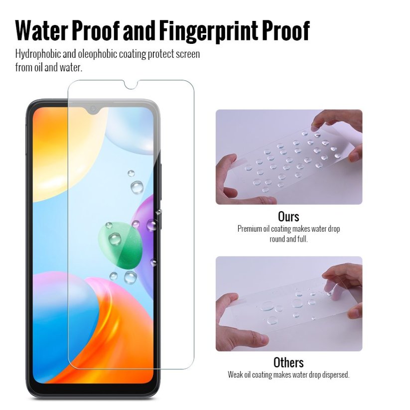 JP Long Pack Tempered Glass, 3 screen protectors, Xiaomi Redmi 10C