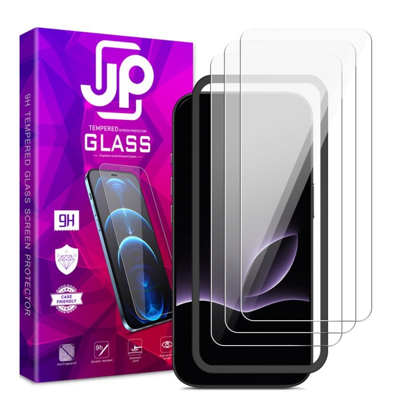 JP Long Pack Tvrzených skel, 3 skla na telefon s aplikátorem, iPhone 17