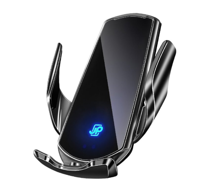 JP Holder with Wireless Charging, Automatic Sensor, and Magnetic Adapters CH01, Qi, 15W, Black
