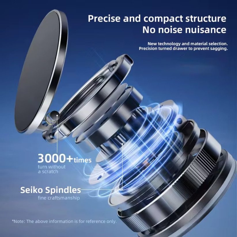 360° magnetický nastavitelný přísavný držák telefonu do auta s rubidiovým magnetem, černý, C46