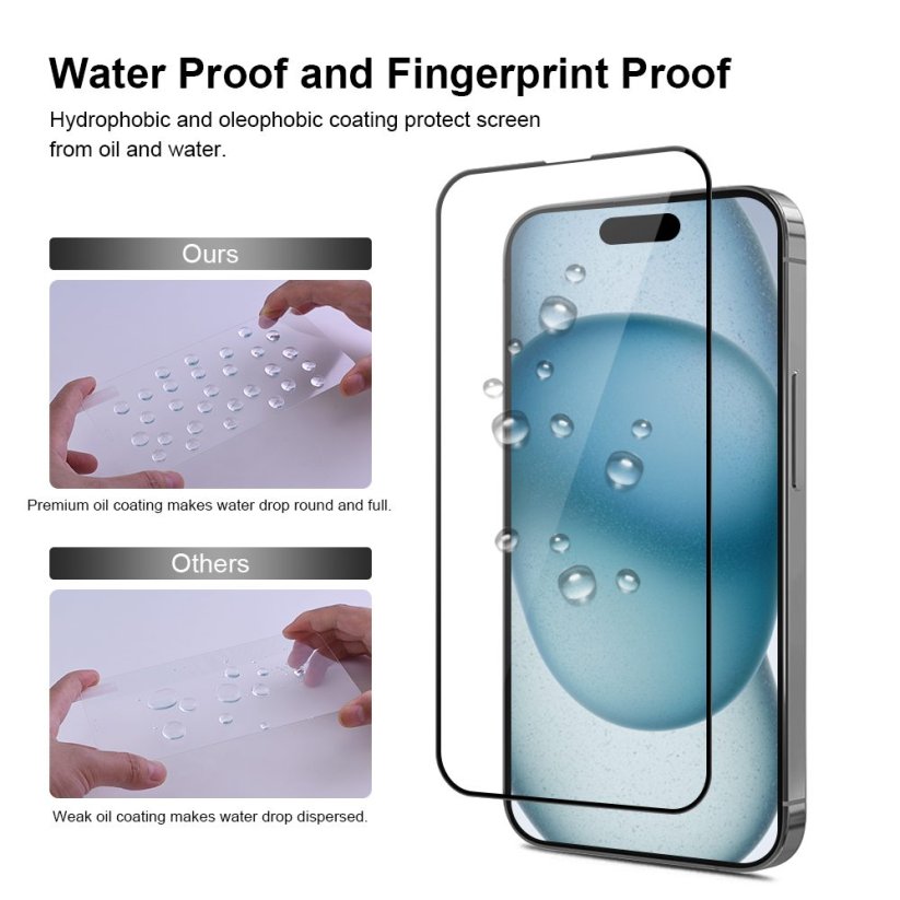 JP Full Pack Tvrzených skel, 2x 3D sklo s aplikátorem + 2x sklo na čočku, iPhone 15 Plus