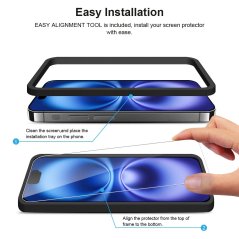 JP Mega Pack Tvrzených skel, 3 skla na telefon s aplikátorem + 2 skla na čočku, iPhone 16 Plus