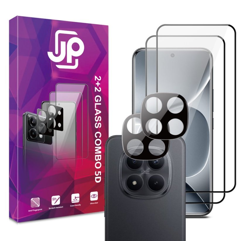 JP 5D Combo pack, Sada 2 5D tvrzených skel a 2 sklíček na fotoaparát, Xiaomi Redmi Note 15 Pro 5G