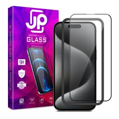 JP 3D Tempered glass with installation frame, iPhone 15 Pro, black