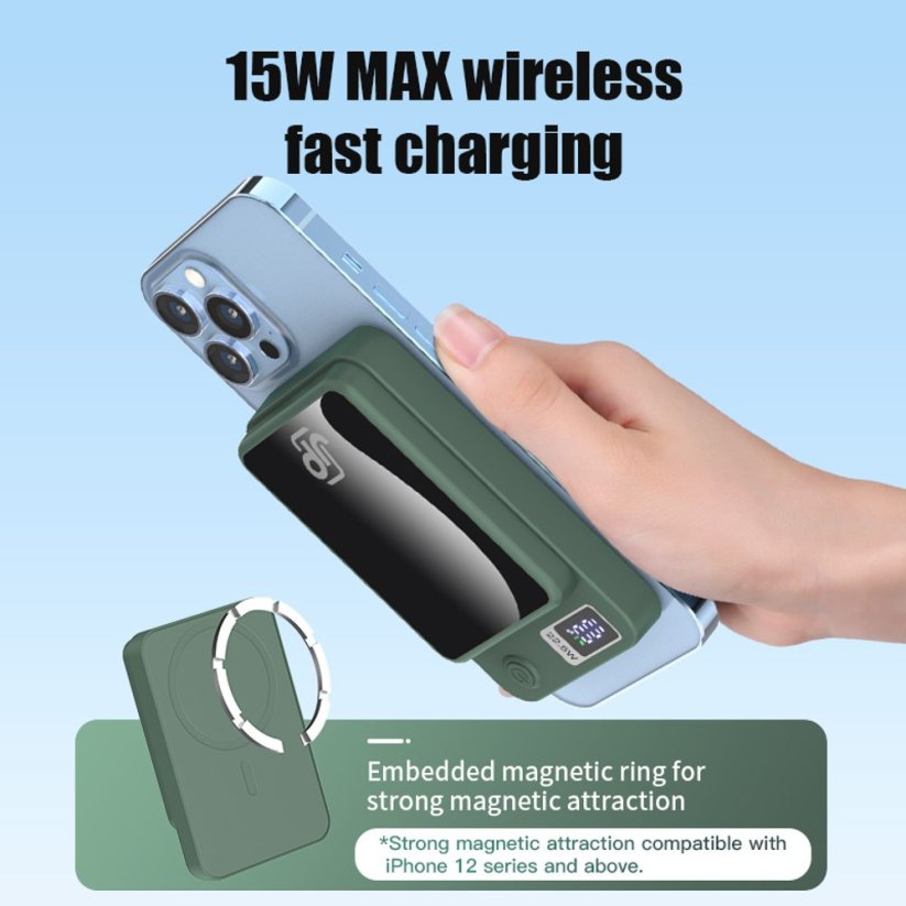 JP Power Bank with MagSafe Charging, 10000 mAh, 22.5W, Black