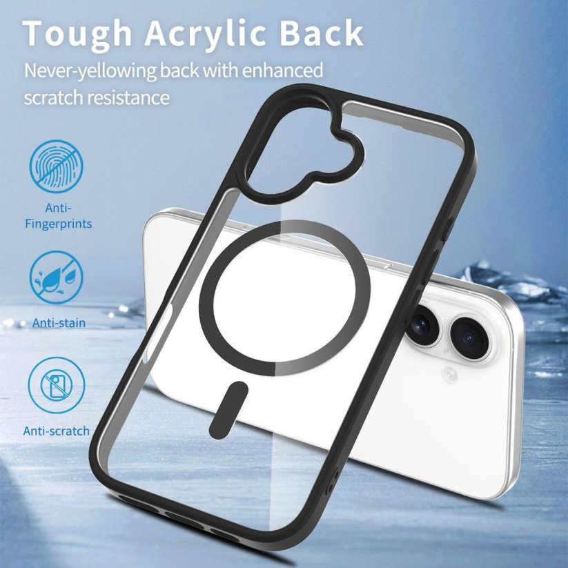 JP MagFit Clear MagSafe obal s N52 magnetem, iPhone 16, černý