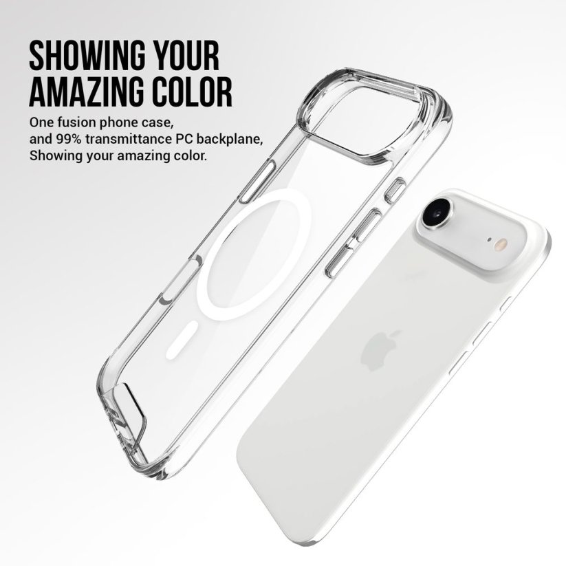 JP MagFit MagSafe obal s 1.2M SGS certifikátem, iPhone Air, průhledný