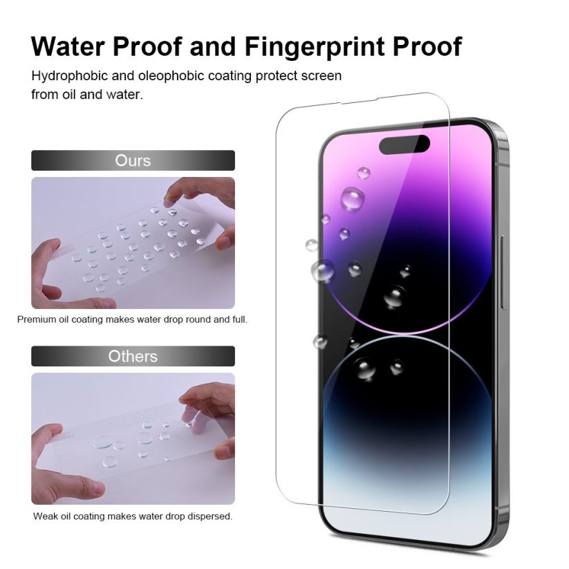 JP Mega Pack Tvrzených skel, 3 skla na telefon s aplikátorem + 2 skla na čočku, iPhone 14 Pro