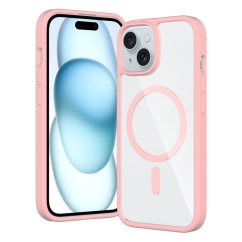 JP MagFit Clear MagSafe obal s N52 magnetem, iPhone 15, světle růžový