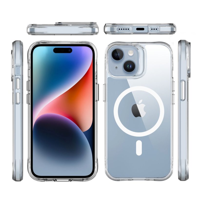 JP MagFit MagSafe obal s 3M SGS certifikátem, iPhone 15, průhledný