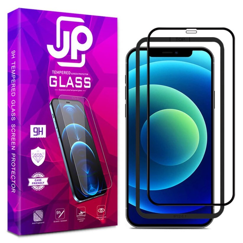 JP 3D Tempered glass with installation frame, iPhone 12 Pro Max, black