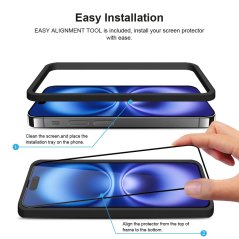JP Full Pack Tvrzených skel, 2x 3D sklo s aplikátorem + 2x sklo na čočku, iPhone 16 Plus