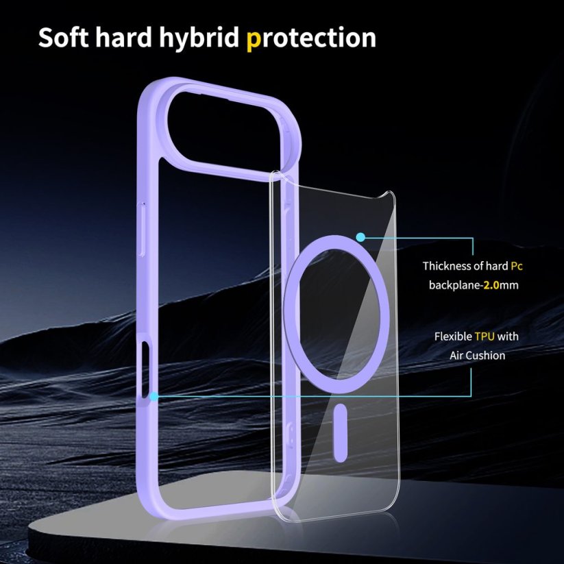 JP MagFit Clear MagSafe obal s N52 magnetem, iPhone Air, fialový