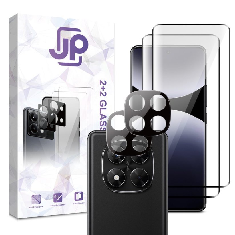 JP Combo Pack, Set of 2 Tempered Glass and 2 Camera Glass, Xiaomi Redmi Note 14 Pro Plus 5G