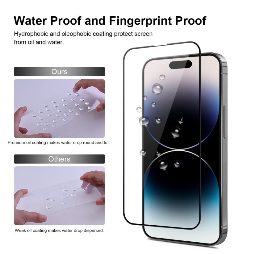 JP Full Pack Tempered glass, 2x 3D glass with applicator + 2x camera glass, iPhone 14 Pro Max