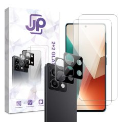 JP combo Pack, Set of 2 Tempered Glass and 2 Camera Glass, Xiaomi Redmi Note 13 Pro 5G