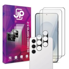 JP 5D Combo pack, Sada 2 5D tvrzených skel a 2 sklíček na fotoaparát, Samsung Galaxy S25 FE