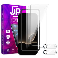 JP Mega Pack Tvrzených skel, 3 skla na telefon s aplikátorem + 2 skla na čočku, iPhone Air