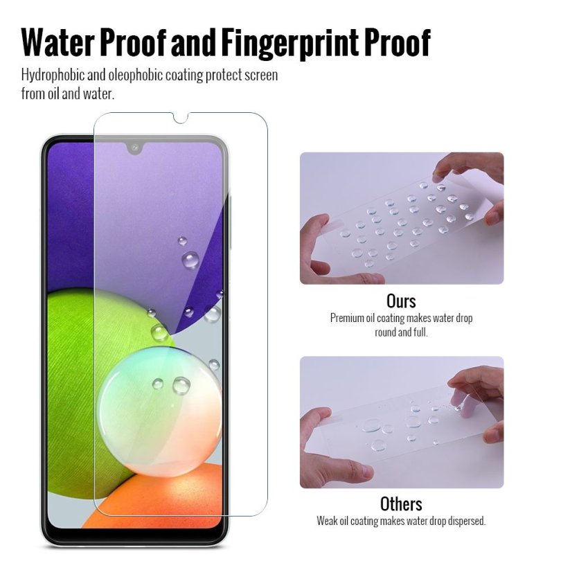 JP Long Pack Tempered Glass, 3 screen protectors, Samsung Galaxy A22 4G