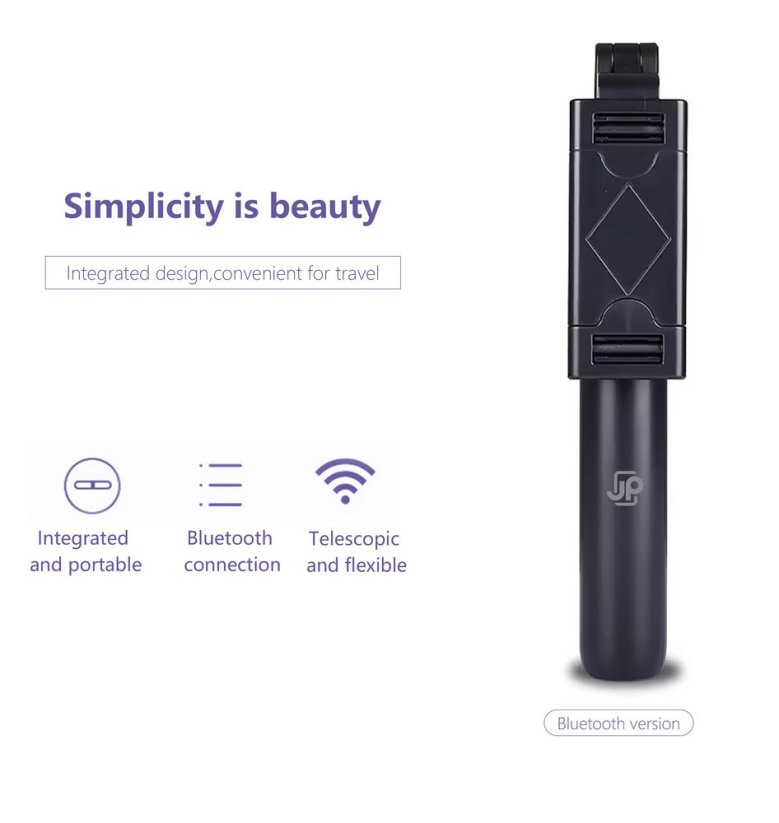 JP Selfie Stick S01 with Bluetooth remote control, Black