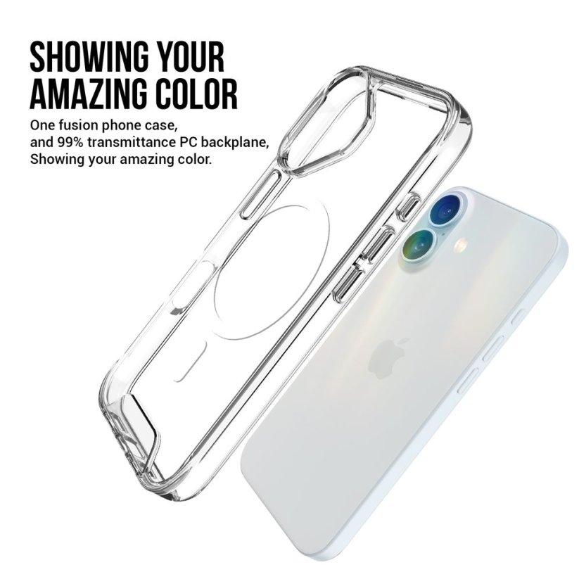 JP MagFit MagSafe Case with 1.2M SGS Certification, iPhone 16 Plus, Transparent