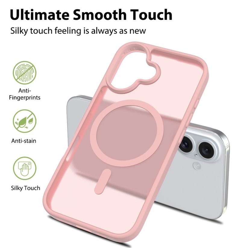 JP MagFit Colour MagSafe case with N52 magnet, iPhone 16, Light Pink