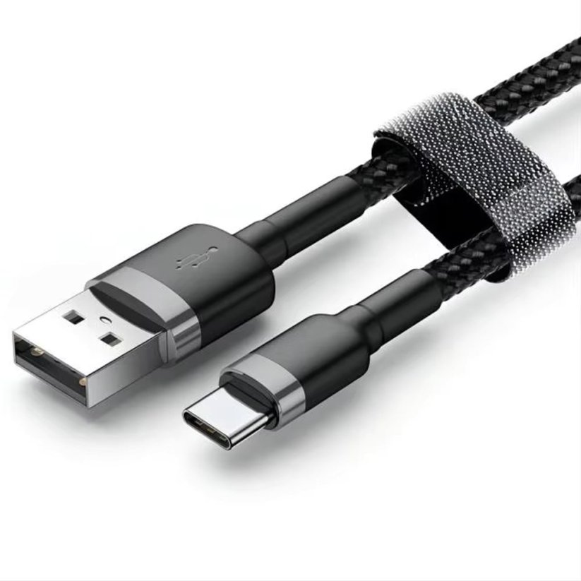 JP nylonový kabel USB na USB-C, 2 metry, černý