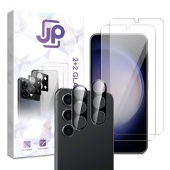 JP Combo Pack, Set of 2 Tempered Glass and 2 Camera Glass, Samsung Galaxy S23