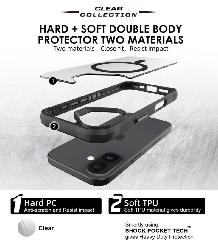 JP MagFit MagSafe obal s 3M SGS certifikátem, iPhone 17, černý