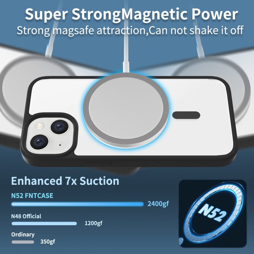 JP MagFit Clear MagSafe obal s N52 magnetem, iPhone 13 / 14, černý