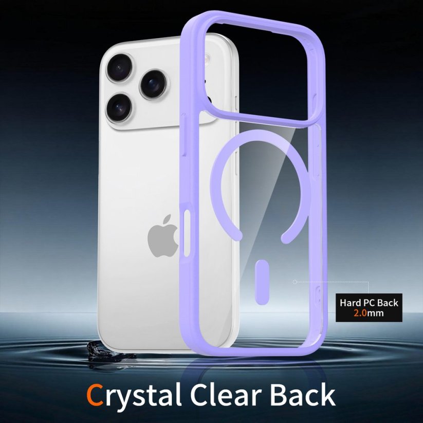 JP MagFit Clear MagSafe obal s N52 magnetem, iPhone 17 Pro, fialový
