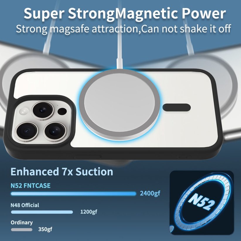 JP MagFit Clear MagSafe obal s N52 magnetem, iPhone 15 Pro, zelený