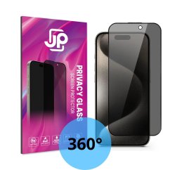 JP 4-Way Privacy 360° Tvrzené sklo, iPhone 15 Pro Max, černé