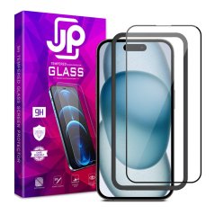JP 3D Tempered glass with installation frame, iPhone 15 Plus, black