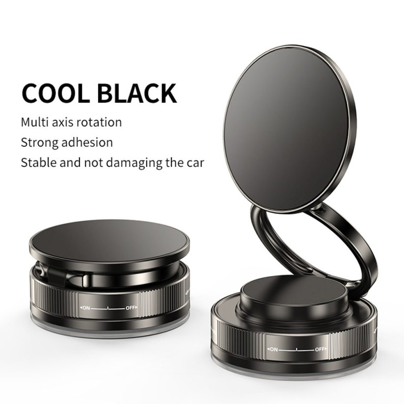 360° magnetický nastavitelný přísavný držák telefonu do auta s rubidiovým magnetem, černý, C46