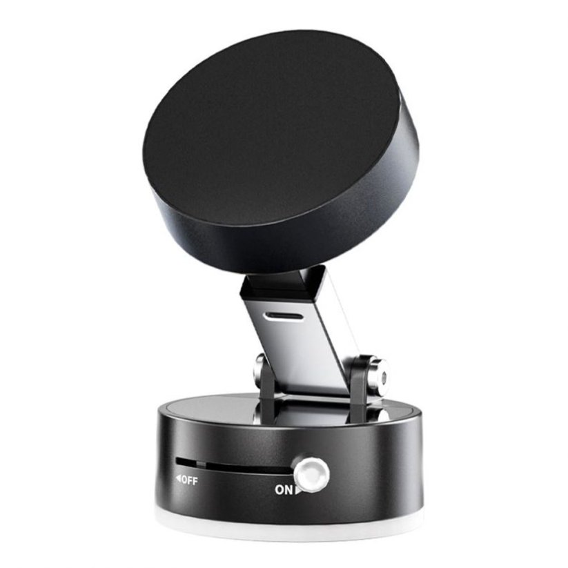 360° magnetický nastavitelný přísavný držák telefonu do auta s kovovým ramenem, černý, C47