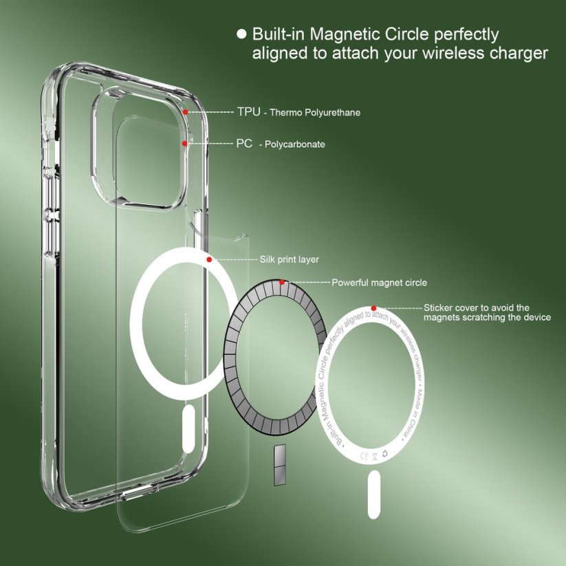 JP MagFit MagSafe Case with 3M SGS Certification, iPhone 13 Pro Max / 14 Pro Max, Transparent