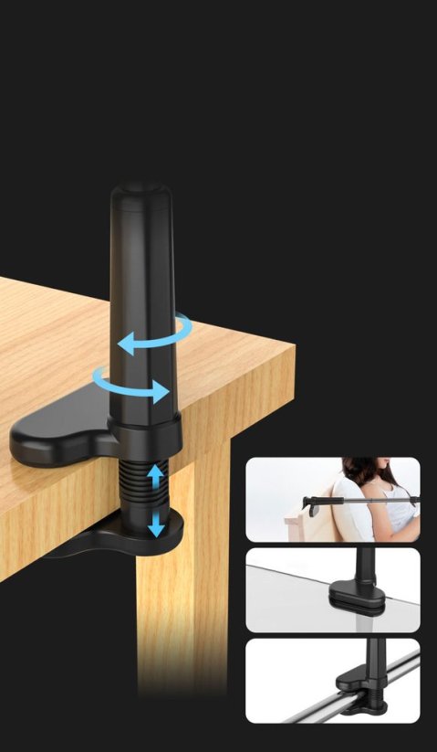 JP Universal Tablet and Phone Holder for Desk with Rotatable and Adjustable Arm TH02, Black