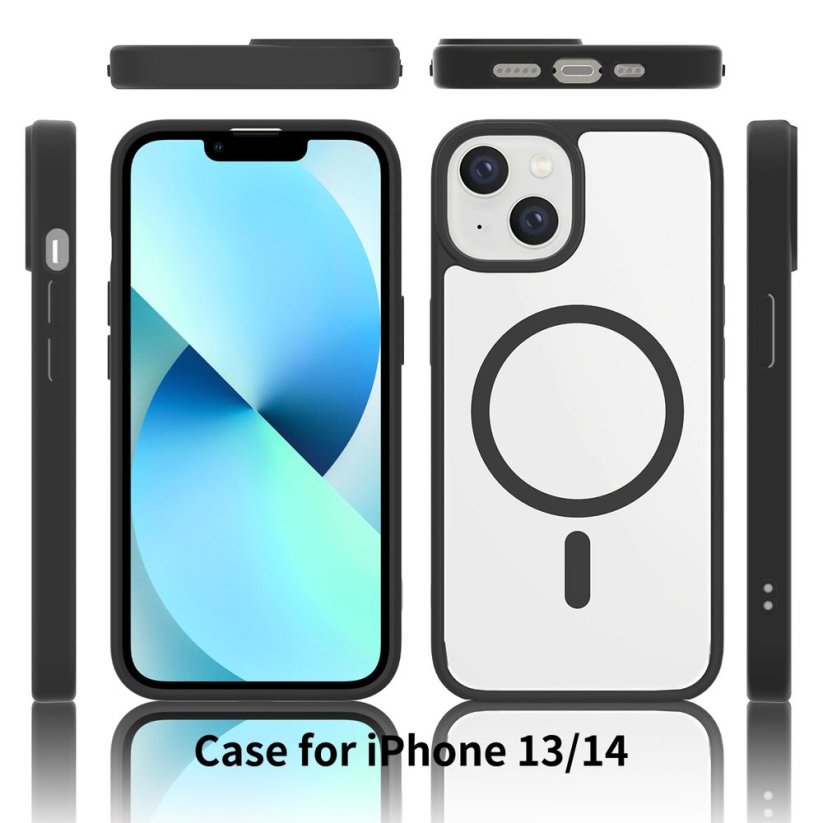 JP MagFit Clear MagSafe obal s N52 magnetem, iPhone 13 / 14, černý