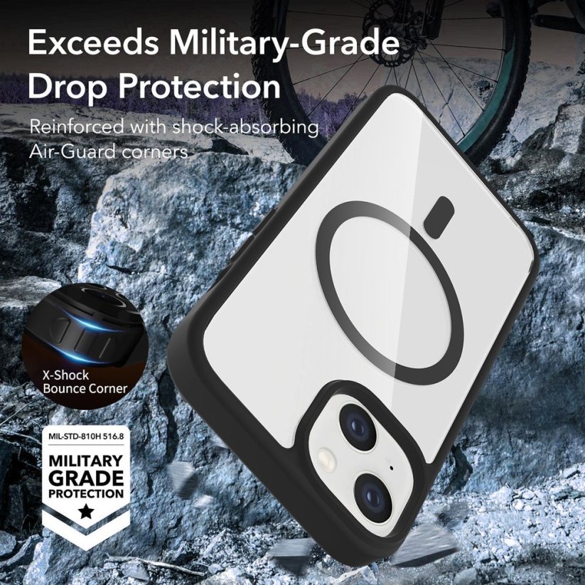 JP MagFit Clear MagSafe obal s N52 magnetem, iPhone 13 / 14, černý