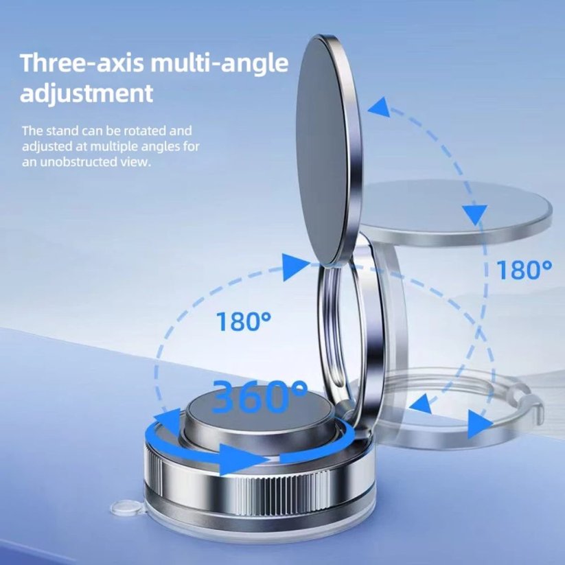 360° magnetický nastavitelný přísavný držák telefonu do auta s rubidiovým magnetem, černý, C46